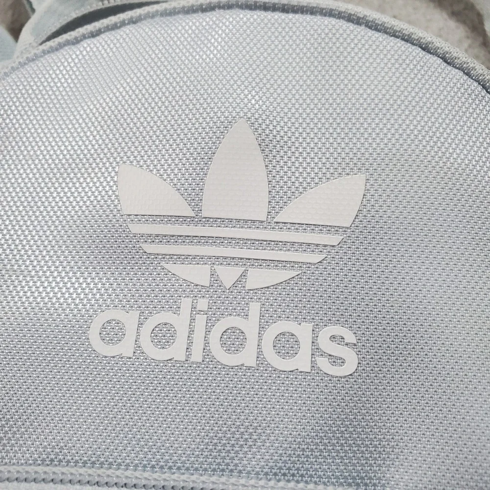 Adidas Women Bag XS Gray Backpack Santiago Trefoil Strap Canvas READ